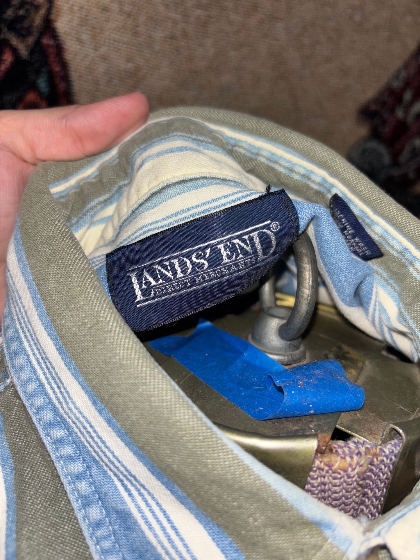 Lands End Striped Button Down / Large